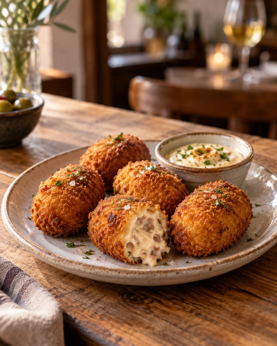 Croquetas doradas para compartir